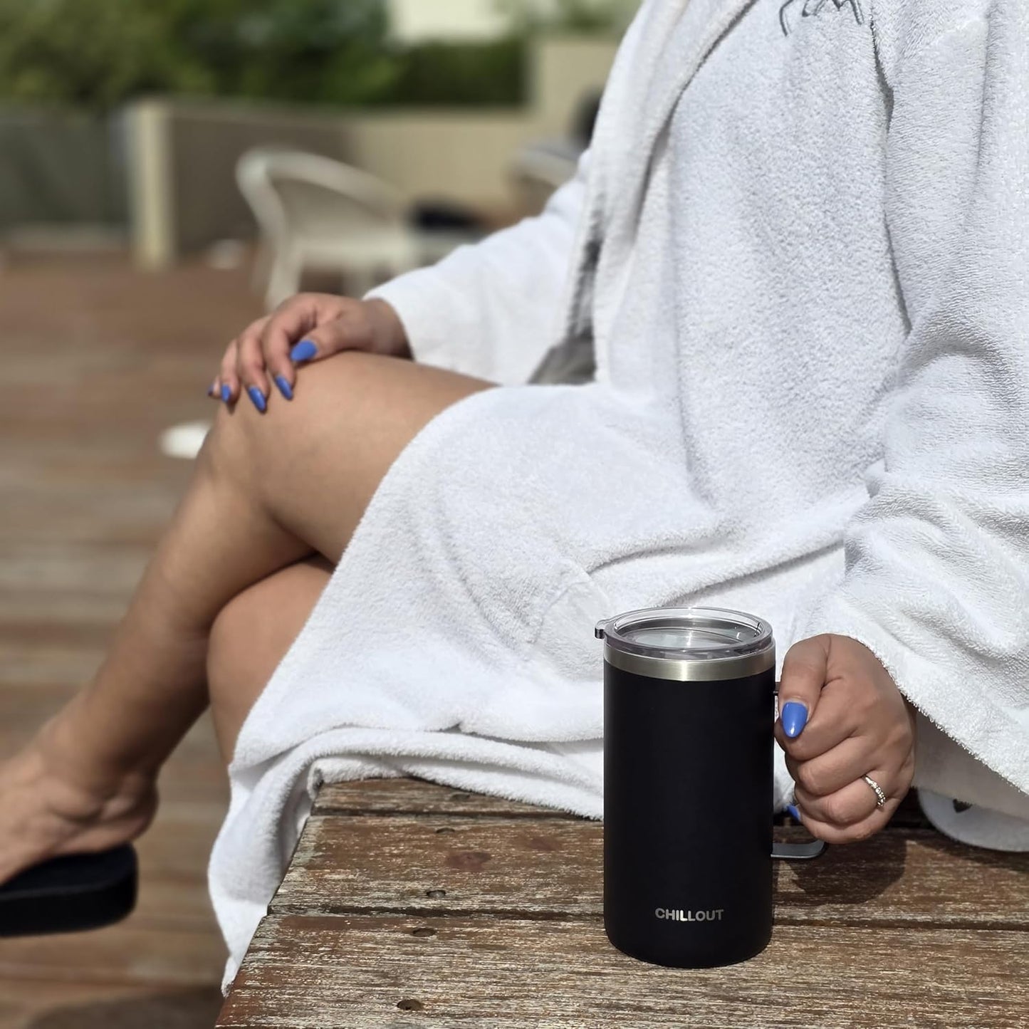 CHILLOUT LIFE Stainless Steel Vacuum Insulated Coffee Mug 16 oz (Set of 2) with Handle and Lid, Large Thermal Camping Coffee Mugs with Sliding Lid for Men & Women, Keeps Your Beverages Hot & Cold