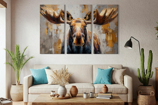 Wildlife Canvas Prints - Wild Animals Home Decor - Medium, Large, and Extra Large Wall Art for Living Room, Bathroom, Kitchen (The Forest King, 31L" x 47W" - 3 Panels)