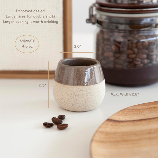 Ceramic Espresso Cups Set of 4, 4.5oz capacity - Small Modern Coffee Cups - Dishwasher Safe Cortado Macchiato Coffee Mugs for Nespresso Machine - Demitasse Cups - Espresso Accessories - Expresso Cup