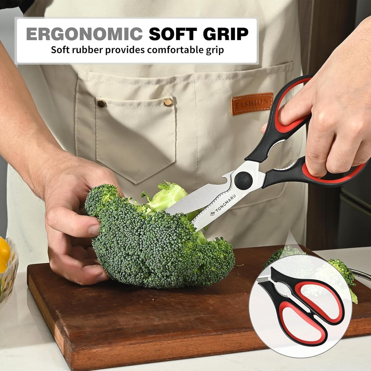 Kitchen Cooking Shears Heavy Duty Kitchen Scissor with, Detachable, All Purpose Scissors, Dishwasher Safe Scissors, Serrated Blades, Nutcracker and Bottle Opener function included (2 Pack)