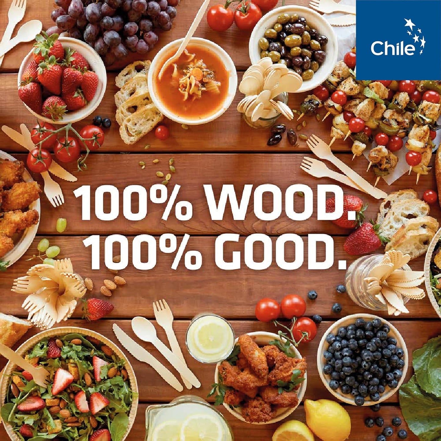 Disposable Wooden Cutlery Set - 100% Home Compostable - 300 Mix (120 Forks, 120 Spoons and 80 Knives) 6.5", Bamboo Utensils Alternative, Eco-Friendly, Organic, Sustainable and Carbon Neutral Certified