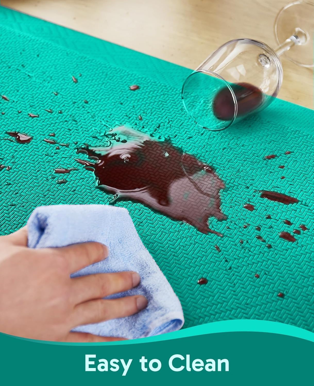 Ophanie Kitchen mats for Floor, 3/4 inch Thick, Kitchen Rugs, 20''x48'' Anti Fatigue Standing Cushioned Mat, Waterproof,Comfort Ergonomic mat for Office, Home, Sink, Teal Non-Slip Bottom