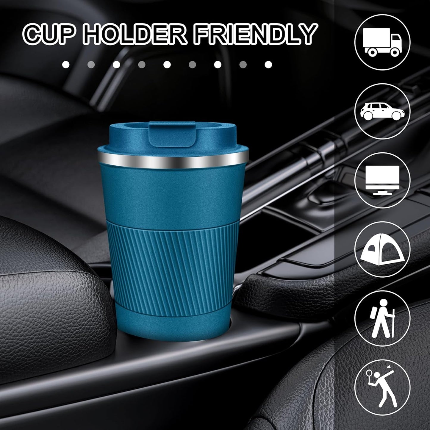 Coffee Travel Mug 12 oz & 17 oz Insulated Coffee Mug with Lid Portable Spill-Proof Coffee Travel Mug No Handle Reusable Stainless Steel Mug Keeps Cold and Hot Suitable for Car, Daily, Travel and Gifts