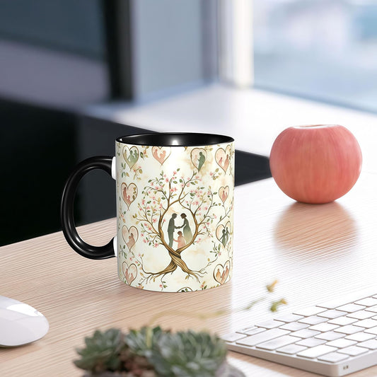 Family Tree Coffee Mug Ceramic Coffee Cup with Handle Microwave Safe for Home or Office Gifts for Women and Men