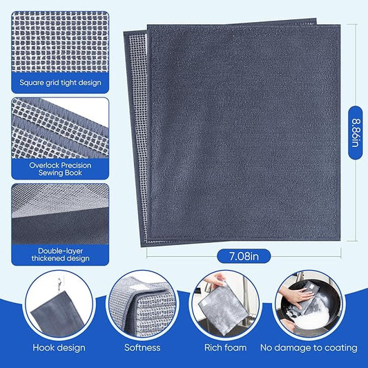 10Pcs New Upgrade 2-Layer Non Scratch Wire Dishcloth,Wire Dishwashing Rag, Non-Scratch Wire Dishwashing Rags for Wet and Dry, Kitchen Cleaning Dish Rags for Cookware,Sinks, Dishes,Stove