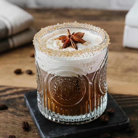 Kate Aspen Ribbed Retro Arch Floral Clear Drinking Glasses Set of 6, (10 oz) Vintage Glassware Set Cocktail Glass Set, Juice Glass, Water Cups | Great Hostess Gift & Gift for New Home Owners