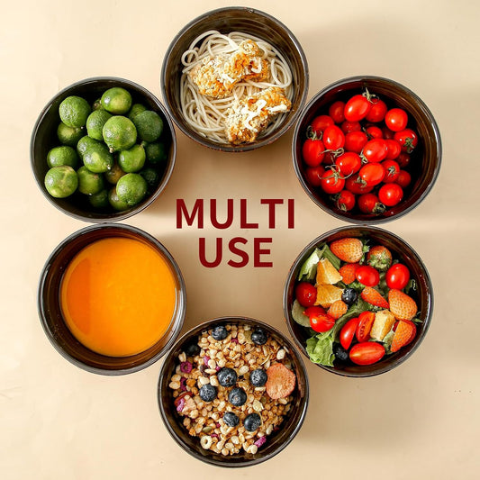 HASENSE 20 Ounces Cereal Bowls, Ceramic Soup Bowls Set of 6, Snack Bowls for Kitchen, Salad, Pasta, Rice, Oatmeal, Microwave & Dishwasher Safe, Red