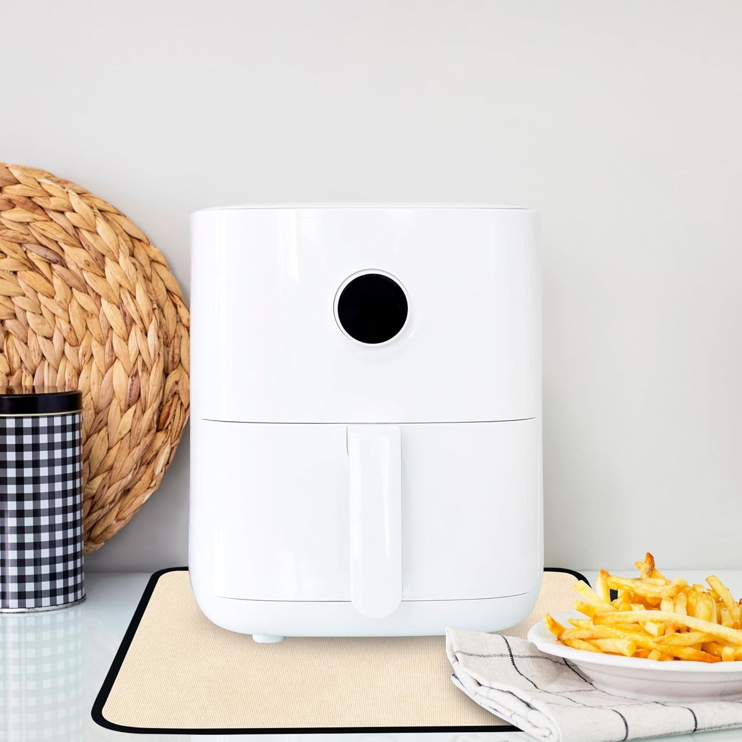 Heat Resistant Mat for Air Fryer, 15 x 18in Countertop Protector, Fireproof Silicone Appliance Slider for Coffee Maker, Toaster, Oven - Khaki