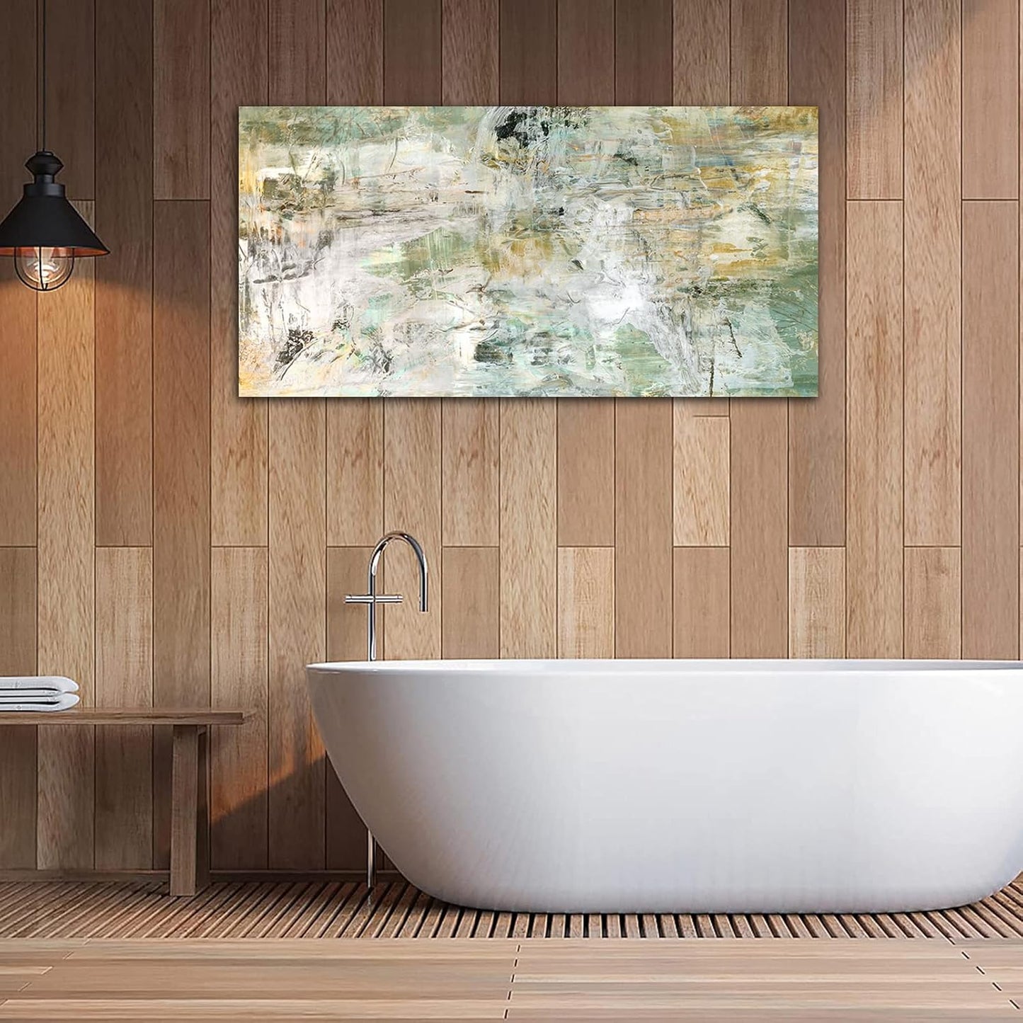 NINEASO Brown Green Abstract Wall Art - Unearthed World Abstract Canvas Pictures for Wall Decor Modern Abstract Canvas Painting Artwork for Living Room Bedroom Home Office Wall Decorations 24" x 48"