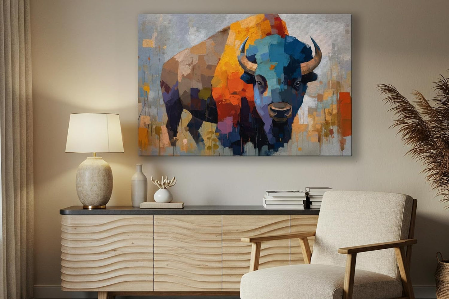 Wildlife Canvas Prints - Wild Animals Home Decor - Medium, Large, and Extra Large Wall Art for Living Room, Bathroom, Kitchen (Fragmented Power, 39L" x 59W")