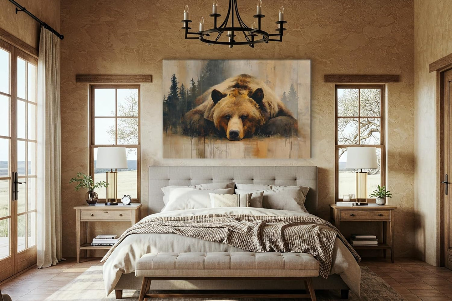 Wildlife Canvas Prints - Wild Animals Home Decor - Medium, Large, and Extra Large Wall Art for Living Room, Bathroom, Kitchen (Grizzly Repose, 47L" x 71W")