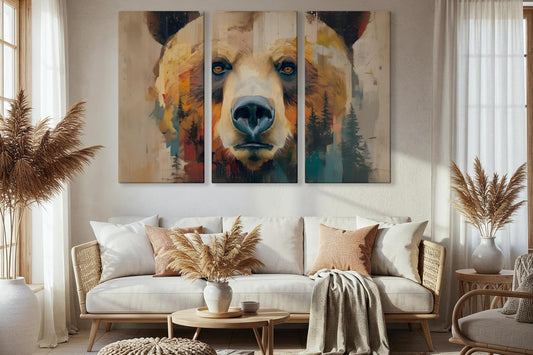 Wildlife Canvas Prints - Wild Animals Home Decor - Medium, Large, and Extra Large Wall Art for Living Room, Bathroom, Kitchen (The Forest Spirit, 55L" x 83W"- 3 Panels)