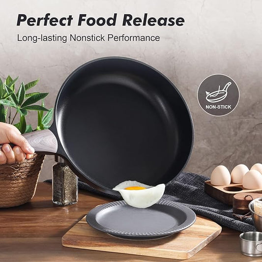 SENSARTE Nonstick Frying Pan Skillet 8Inch Non Stick Egg Pan Omelette Pans, Healthy Kitchen Cooking Chef's Pan, Free of Intentionally Added PFOA/PFOS, Induction Compatible, Black