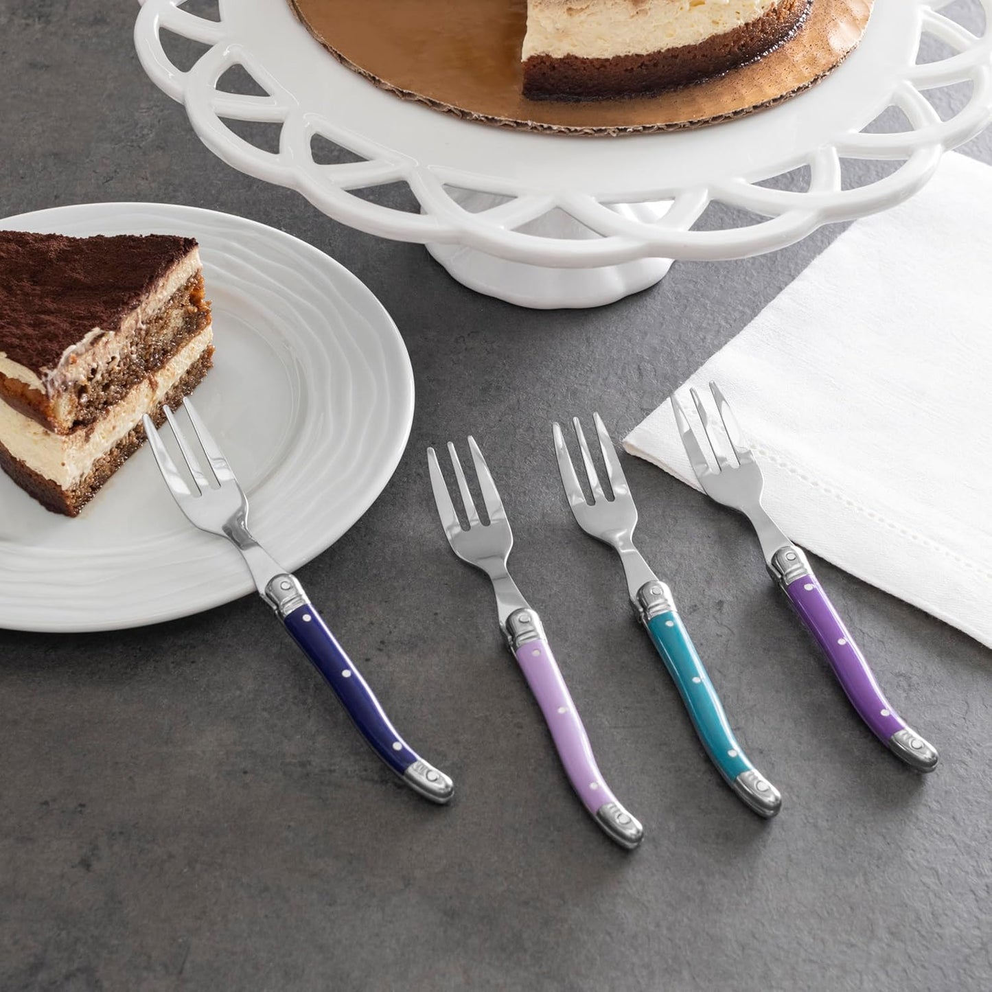 French Home Set of 4 Cake Forks - Plum Rose