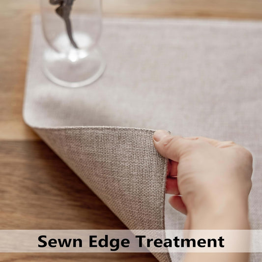 Demetex Placemats Set of 4 Grey Heat Resistant Linen Place Mats for Kitchen Washable Farmhouse Table Plate Mats for Dining Parties Buffet Dinner, Light Grey