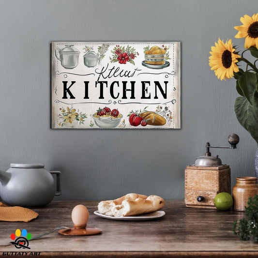 GUTTATY Kitchen Pictures Wall Decor, Farmhouse Wall Art Decor Colorful Vegetables and Flowers Painting for Dinning Room Restaurant Decor, Mother's Day Gift for Grandma Mom Hanging Artwork 18×24 Inch