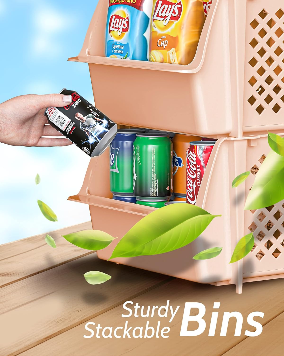 TidyFriend Stackable Storage Bins for Closet Organizers and Storage 4 Pack, Plastic Storage Drawers, Stackable Storage Drawers (Cream)