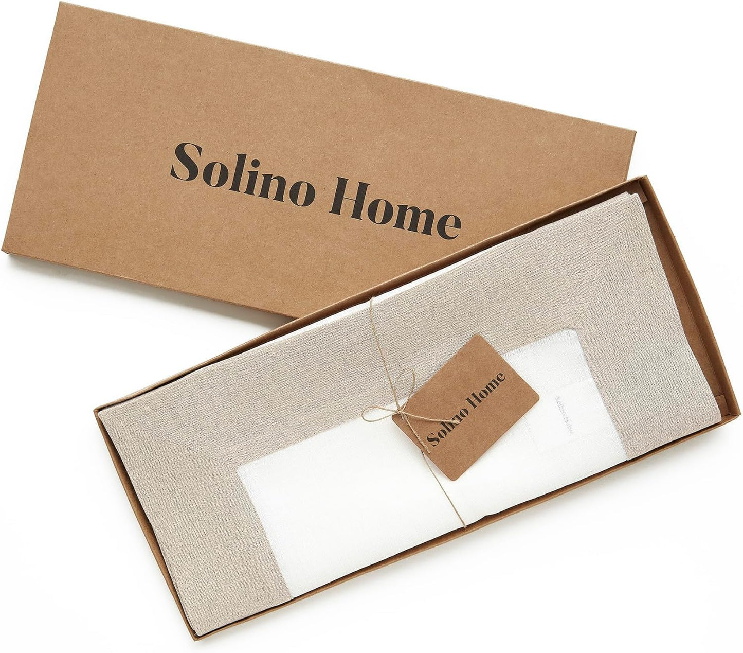 Solino Home Linen Table Runner 72 Inches Long - Natural and White 100% Pure Linen 14 x 72 Inch Table Runner for Dining, Fall, Autumn, Thanksgiving, Christmas, Holiday - Contempo