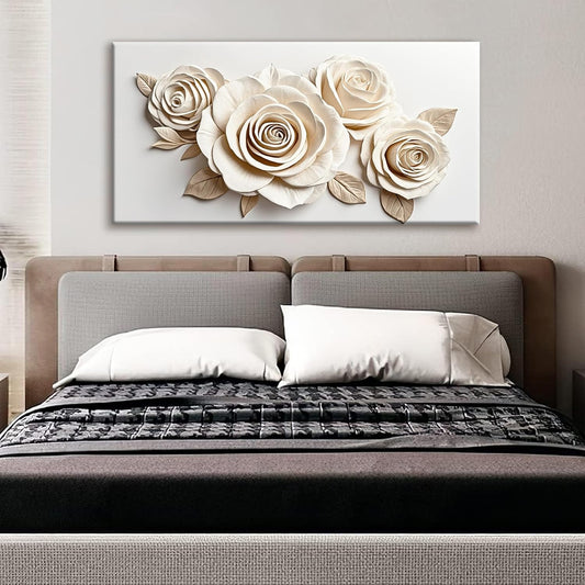 Canvas Art Wall Decor Print Paintings White Flower Wall Art Prints Pictures Decor Ready To Hang Pictures For Bedroom Bathroom And Office Kitchen Home Wall Decor Artwork 20"×40"