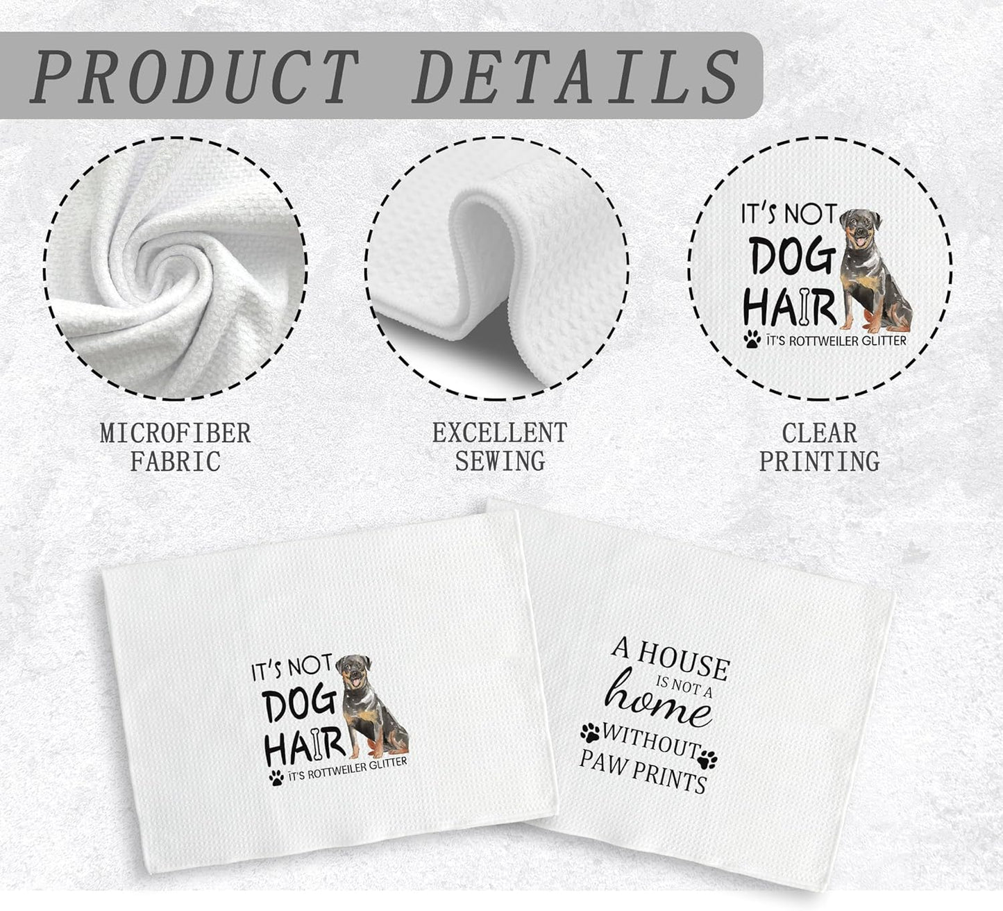 Rottweiler Kitchen Towels and Dishcloths Set of 2, Rottweiler Gifts for Women, Dog Kitchen Towels, Dog Hand Towels, 16×24 Inch