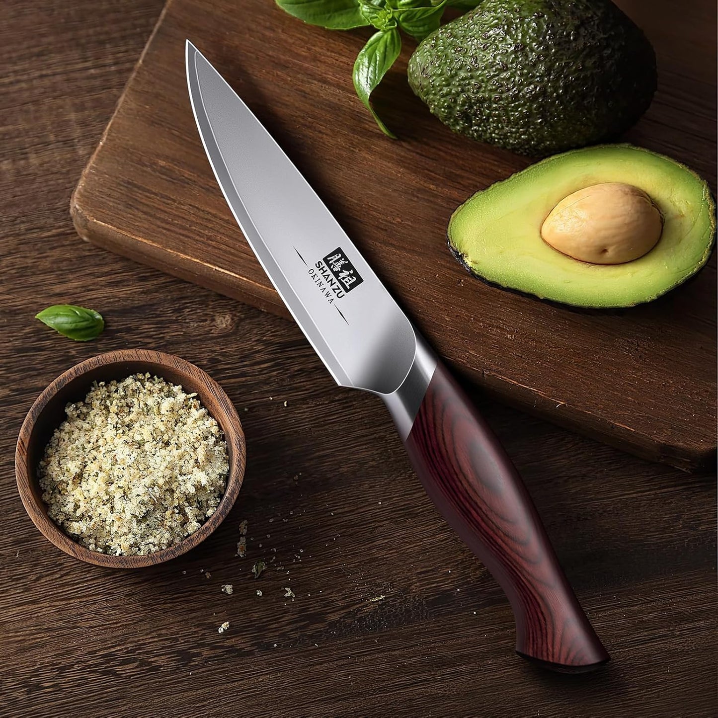 SHAN ZU Paring Knife 3.75 Inch, High Carbon Japanese 10Cr15Mov Stainless Steel Kitchen Professional Ultra Sharp Japanese Knife with Ergonomic Pakkawood Handle