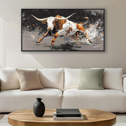 Highland Cow Wall Art - Farmhouse Cow Pictures Wall Decor - Rustic Country Canvas Wall Art - Large Pictures for Living Room -Framed Artwork for Walls 20×40IN