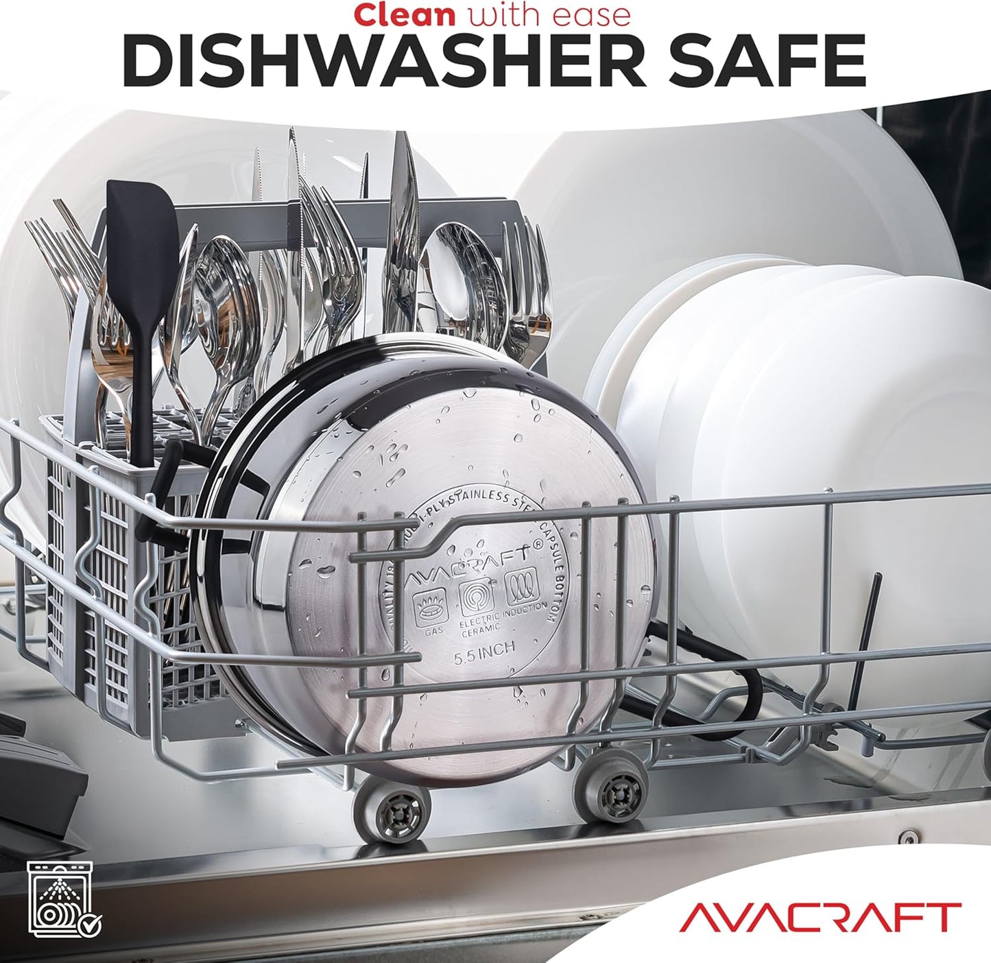 AVACRAFT Double Boiler 18/8 Stainless Steel Double Boiler Pot with Stainless Steel Pot and Silicone Spatula, Double Boiler Set for Melting Chocolate, Candy, Soap, Wax, Candle Making (1 Quart)