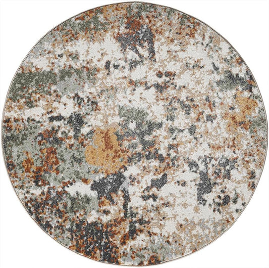 Keen Home Design Area Rugs - 5ft Round Non-Shedding, Abstract Rugs for Kitchen, Living Room, Bedroom, Dining Room, Entryway - Size: 5'3" Round, Multi