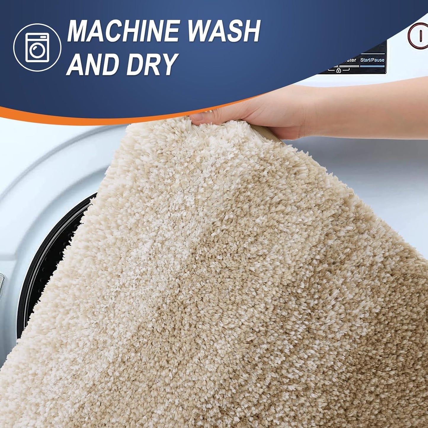 OLANLY Bathroom Rug Set 2 Piece, Soft Absorbent Microfiber Bath Rug Set, Non-Slip, Machine Wash Dry, Plush Shaggy Bath Mats for Bathroom (30"x20"+24"x16", Tan)