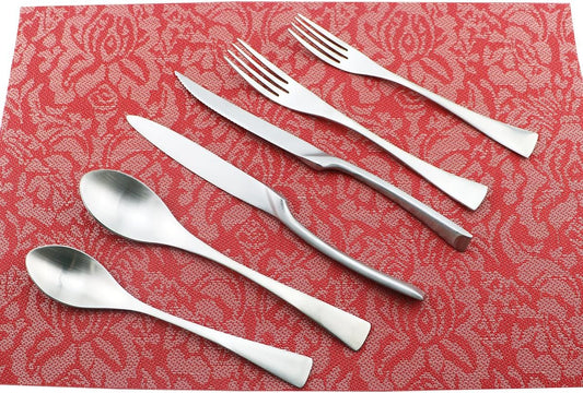 6-Piece Flatware Set,Extra Thick Heavy Duty - 18/10 Stainless Steel Cutlery Sets,High Matte Finish Silverware Flatware Sets Service for 1,Use for Home,Kitchen, Utensil Sets