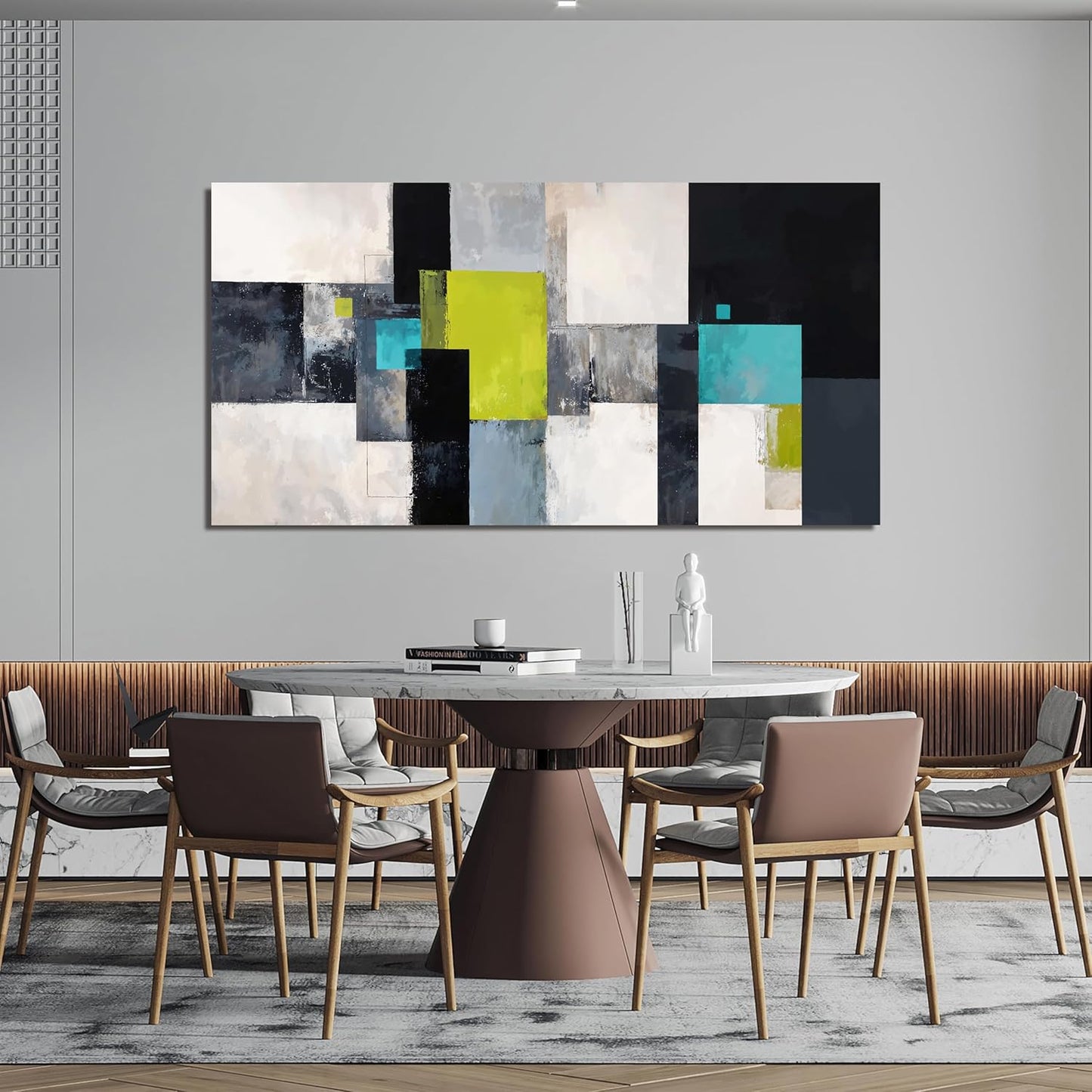 Large Canvas Wall Art Decor Black and White Wall Art Prints Wall Art Pictures for Living Room Abstract Canvas Art Wall Decor Artwork for Walls Modern Green Wall Art Bedroom Office Decor 24" X 48"