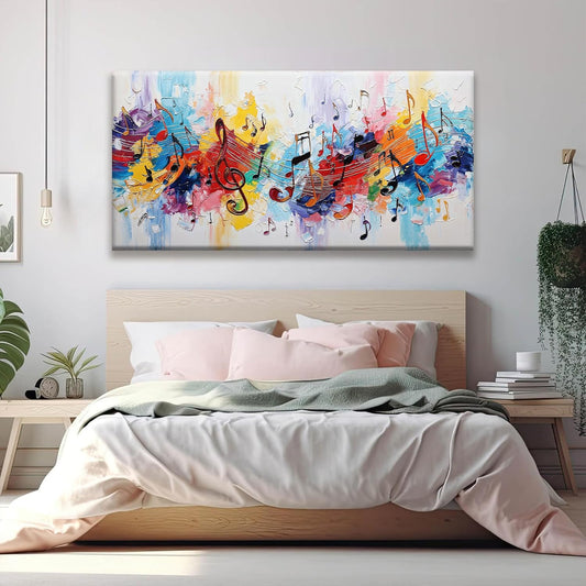 Suconvng Abstract Wall Art For Living Room Colorful Musical Note Canvas Art Wall Decor Large Wall Art Print Abstract Art Painting Print For Home Bedroom Decor Hotel Artwork 29 X 58 Inch