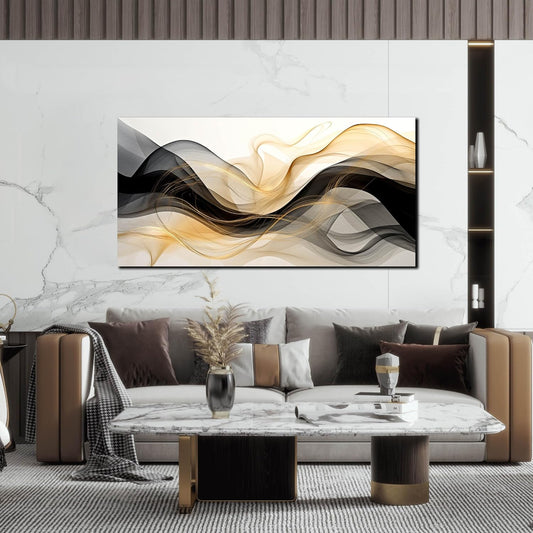 Abstract Canvas Prints Black and White Wall Art Gold Wall Decoration Artwork Decor for Bedroom Dining Room Home Office Kitchen 24x48 Modern Art Decor