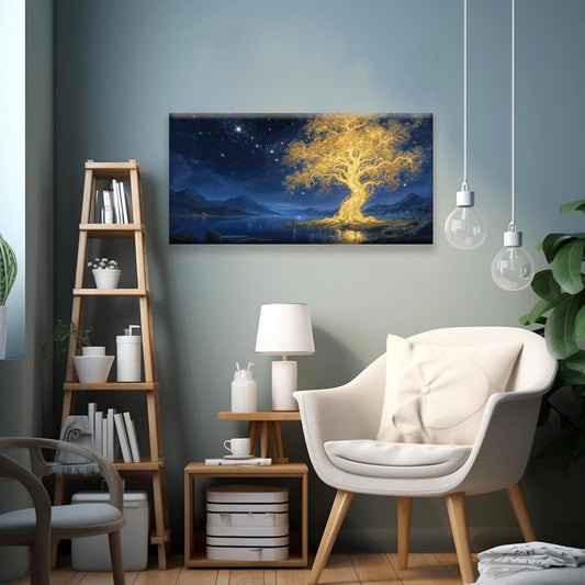 Suconvng Canvas Wall Art Decor Painting Gold Tree Plants Abstract Wall Decor Botanical Modern Wall Art Print Paintings Decorations Artwork Pictures For Bedroom Home Office Artwork 20" × 40"