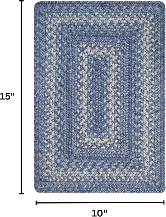 Homespice Denim Premium Jute Braided Placemat Set of 4-10x15 Rectangular Blue, Navy, White Reversible, Natural Jute Yarn Rustic, Country, Primitive, Farmhouse Style