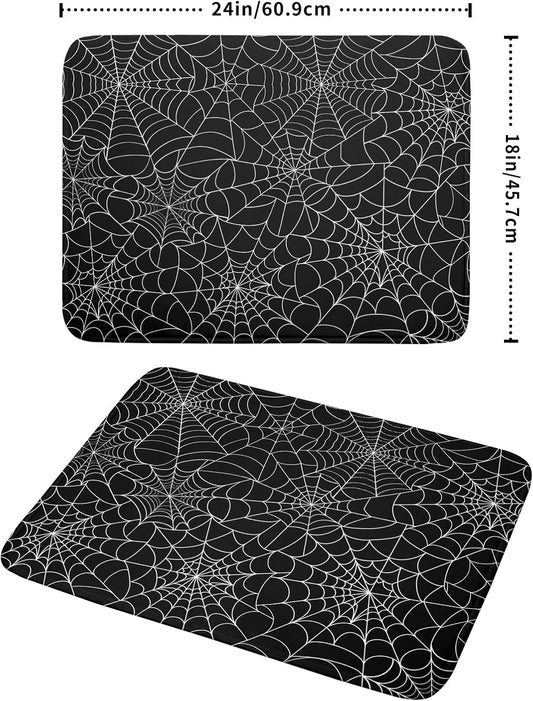Halloween Drying Mats for Kitchen Counter 18×24 Inch Halloween Spiderweb Spooky Festival Large Microfiber Drying Mat for Dishes Kitchen Decor Accessories Dish Rack Mat Drainer Pad Washable Absorbent