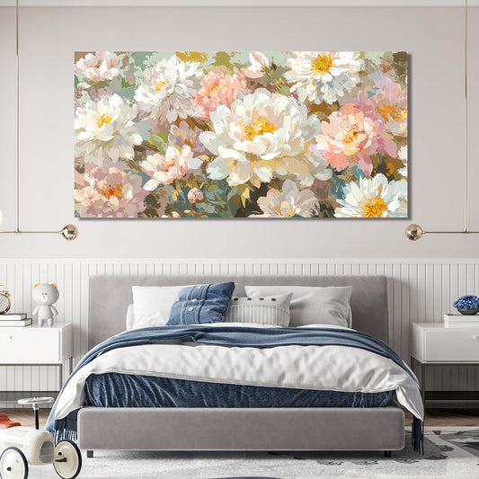 Canvas Wall Art Decor Large Wall Art for Living Room Colorful Flowers Wall Art Prints Artwork for Walls Oversized Botanical Wall Art Pictures Modern Canvas Art Wall Decor Bedroom Office Decor 29"X58"