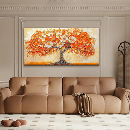 Suconvng Canvas Art Wall Decor Orange Tree Abstract Wall Art For Living Room Picture Modern Landscape Abstract Art Painting Home Wall Decor 24" X 48" Bedroom Office Artwork