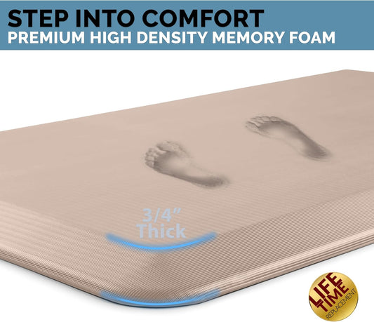 ComfiLife Anti Fatigue Floor Mat – 3/4 Inch Thick Kitchen Mats for Floor, Standing Desk Mat, Kitchen Rug – Comfort at Home, Office – Durable – Stain Resistant – Non-Slip Bottom (20" x 32", Rose Gold)