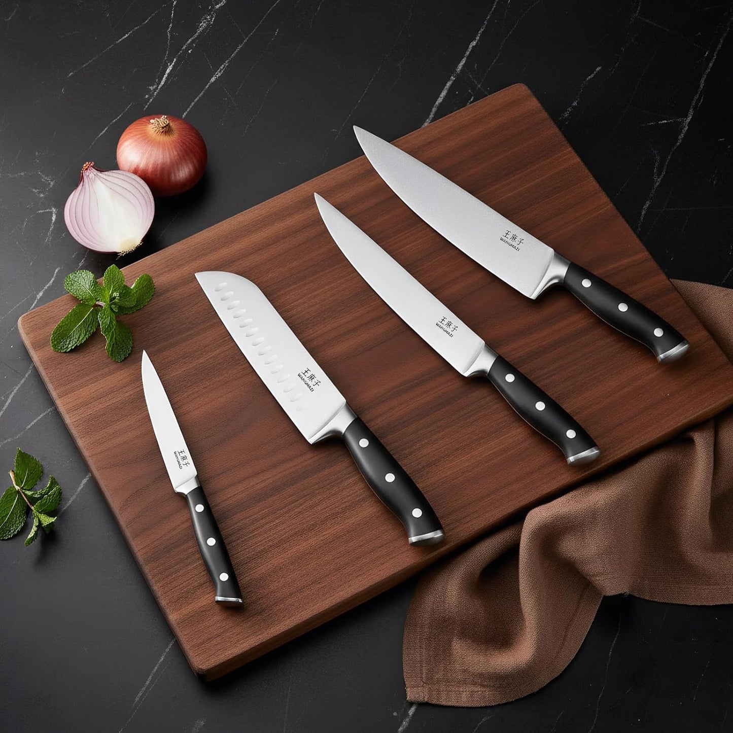Newly Updated Premium Chef Knife Set,High Carbon Stainless Steel Forged,Sharp Kitchen Knife Set Ergonomic Handle,Hundreds of Years of Masterful Craftsmanship(Black Silver,15PCS)