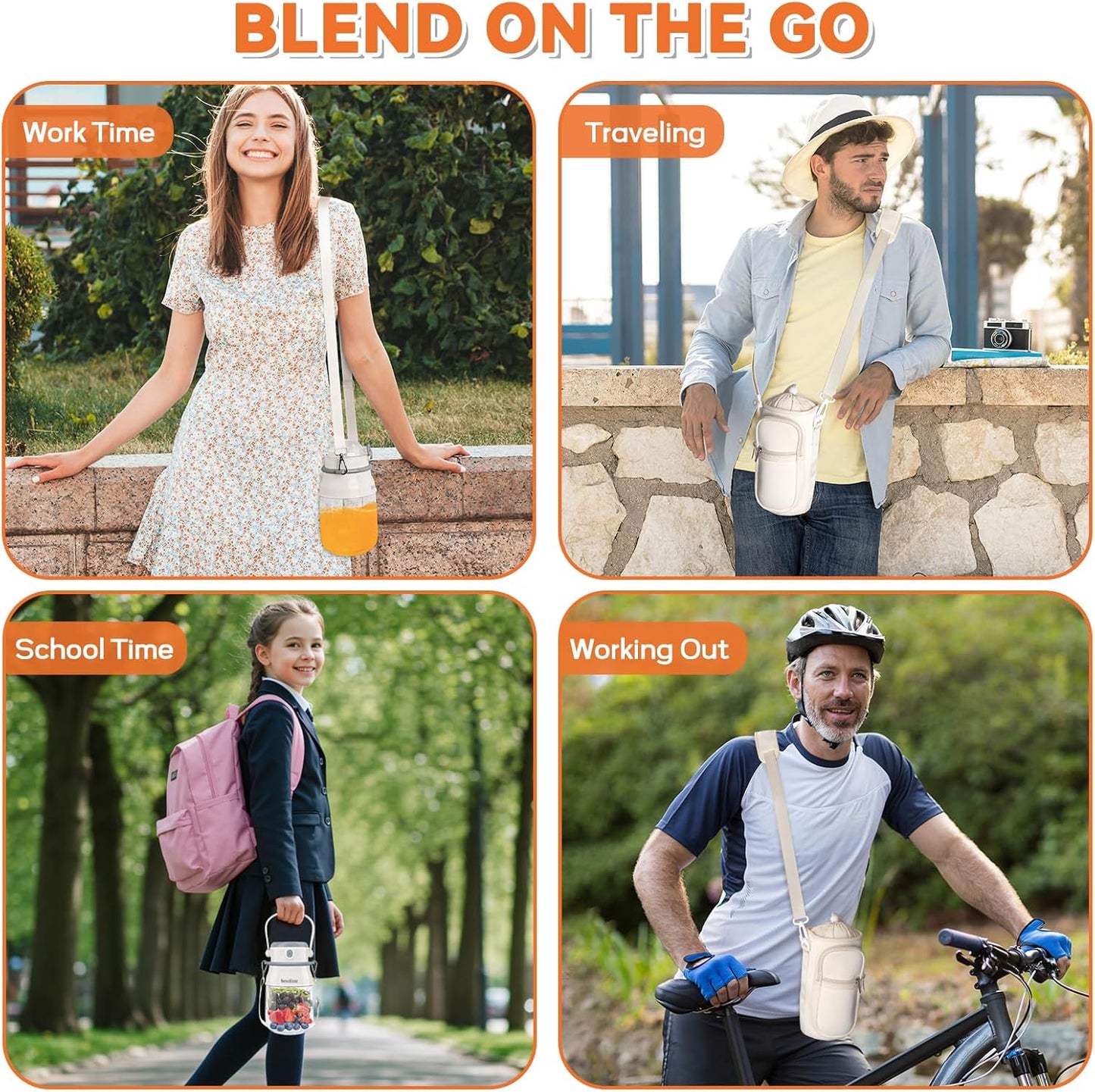 Portable Blender Personal Juicer for Shakes and Smoothies - 27 OZ Electric Protein Shaker Bottle with Insulated Sleeve, Travel Lid, USB-C Rechargeable - Mini Small Blender Cup for Kitchen, Office, Gym