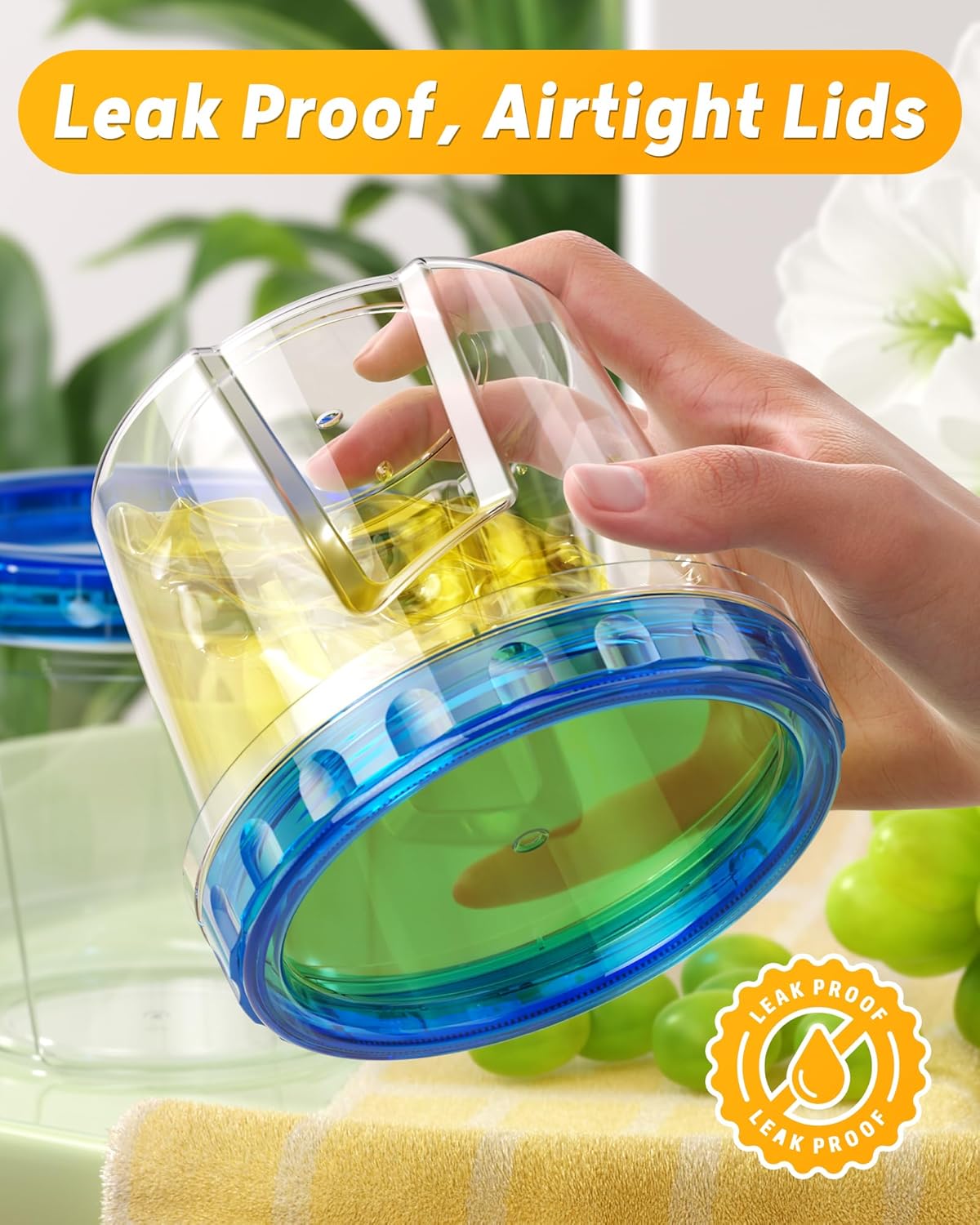 6 Pack-24 oz Freezer Storage Containers, Plastic Food Storage Containers with Twist Top Lids, BPA Free and Reusable Soup Containers with Lids, Leakproof/Microwave/Dishwasher Safe