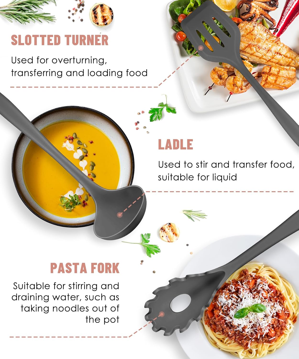 Kitchen Utensils Set-12 Pieces Silicone Cooking Utensils Set (Dishwasher Safe) 392°F Heat Resistant Spatula Set, Nonstick Cookware