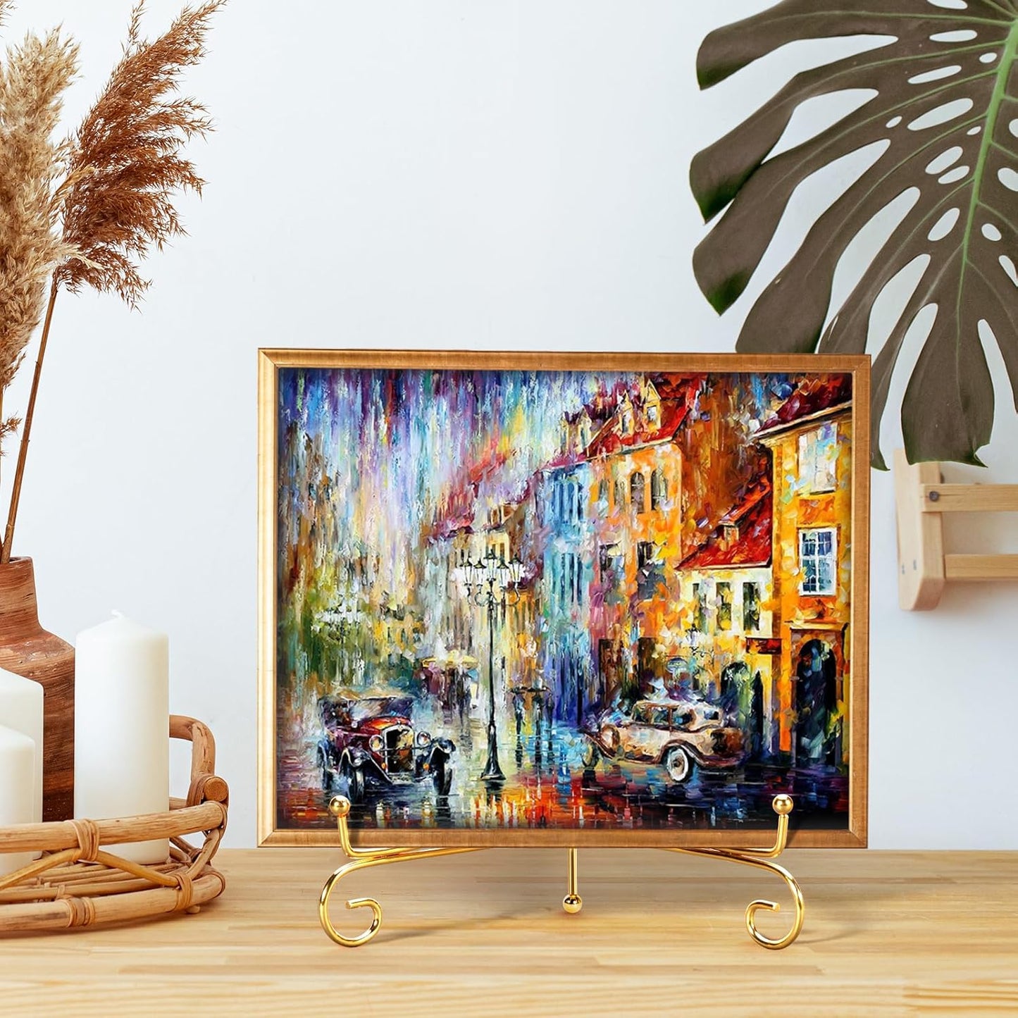 6 Pcs 3 Size Gold Plate Stands for Display, 4 6 8 Inch Plate Holder & 6 Cup and Saucer Display Stand for Displaying Picture Frames, Book, Card, Mug Organizer, Bowl, Decorative Plates, Tablet and Art