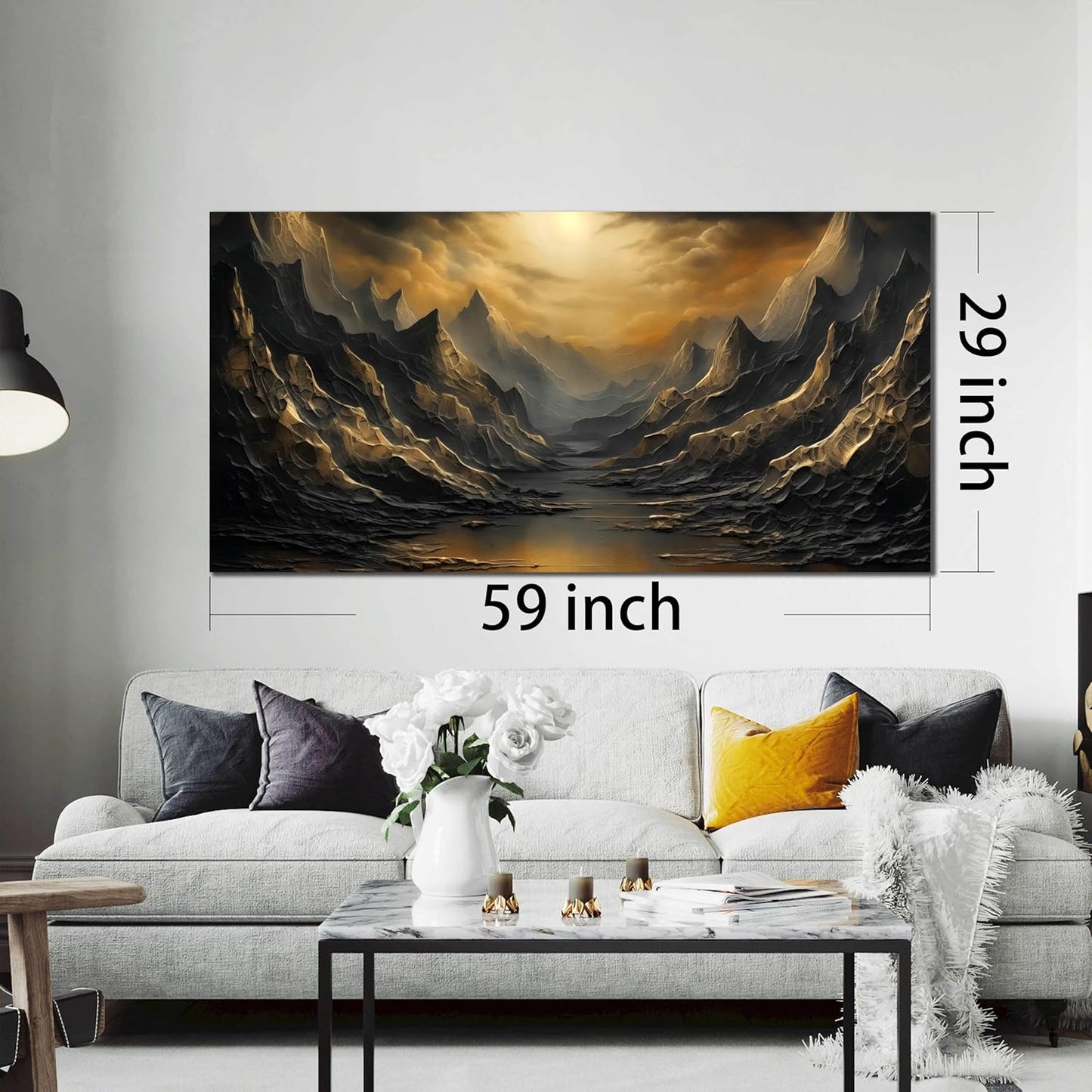 Nature Wall Art for Living Room Bedroom Office Large Mountain Canvas Pictures Landscape Wall Decoration 29x59 Modern Artwork