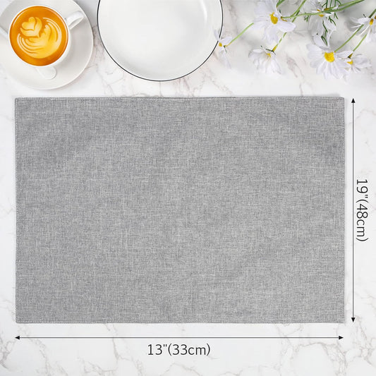 Sieral Cloth Placemats Set of 12 Rectangle Dining Table Placemats Bulk 13 x 19 Inch Machine Washable Heat Resistant Cotton Linen Table Mats for Wedding Baby Shower Birthday Party Supplies(Light Grey)