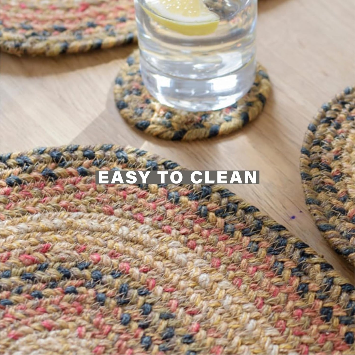 Homespice Russet Jute Braided Long Table Runner, Warm Country Decor, Multicolor Rectangle 11x36 - Rich Colors, Easy to Clean, Durable and Protects Furniture