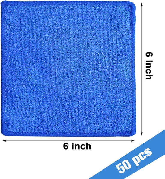 Tanlade Microfiber Cleaning Cloth 6"x6" Cleaning Rags Reasonable Kitchen Towels Microfiber Towels Cars Wash Dry Erase Cloth (Blue,50 Pcs)