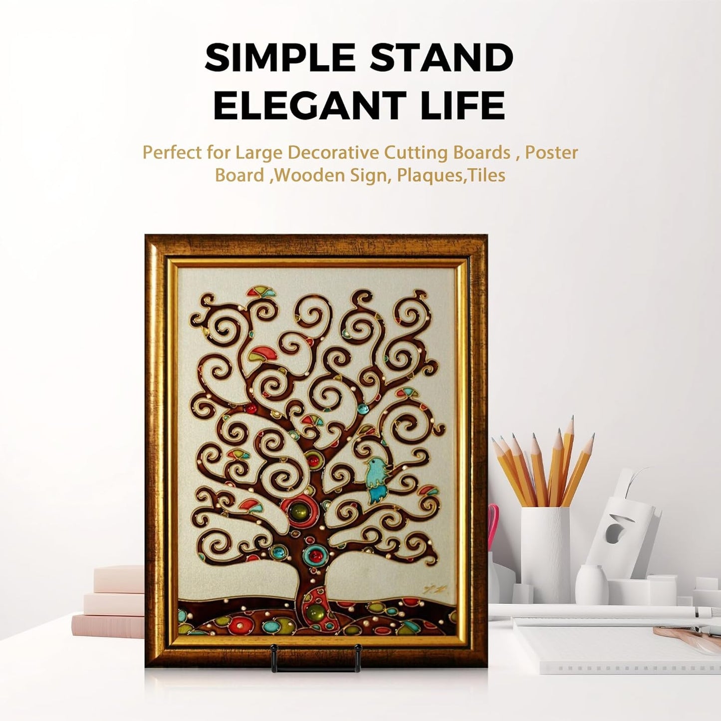 TR-LIFE 16 Inch Black Metal Plate Stand (3 Pack) - Heavy Duty Picture and Display Stand for Large Plates, Frames, Platters and Art