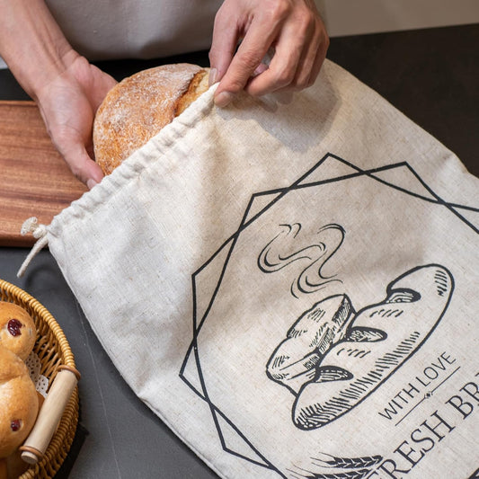 Bread Bags for Homemade Bread,2 Pack Large Sourdough cookies Bags,reusable Linen muffins bag,cloth loaves container for kitchen fresh loaf Storage,with Drawstring Lining Homemade food storage bags